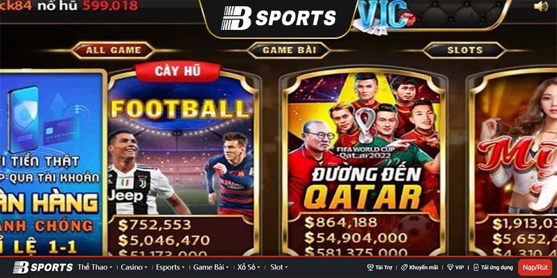 Hệ thống cổng game được sắp xếp rõ ràng, dễ hiểu