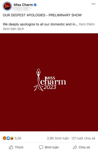 Miss Charm gửi lời xin lỗi đén fan sắc đẹp