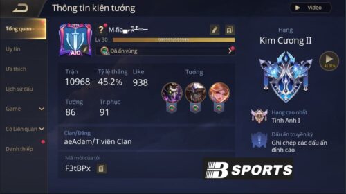 Acc Liên Quân free Mobile VIP Full Tướng Full Trang Phục 