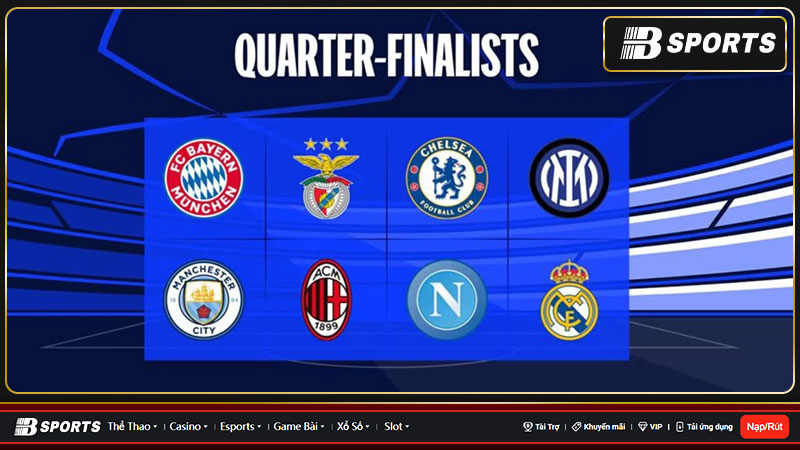 Danh sách 8 đại diện góp mặt vào vòng tứ kết Cúp C1 Champion League 2022/23 